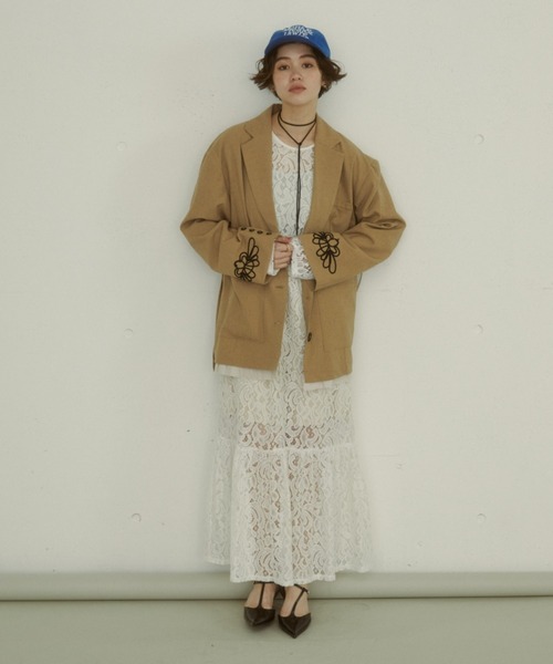 MIRROR STOKE（ミラーストーク）の「【ZOZO限定／追加】EMBROIDERY JACKET/エンブロイダリージャケット（テーラードジャケット・レディース・キャメル/ブラック・MEDIUM）」の6枚目の写真