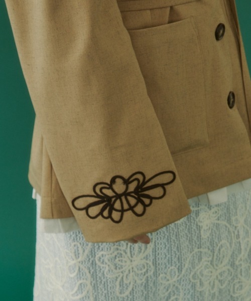 MIRROR STOKE（ミラーストーク）の「【ZOZO限定／追加】EMBROIDERY JACKET/エンブロイダリージャケット（テーラードジャケット・レディース・キャメル/ブラック・MEDIUM）」の12枚目の写真