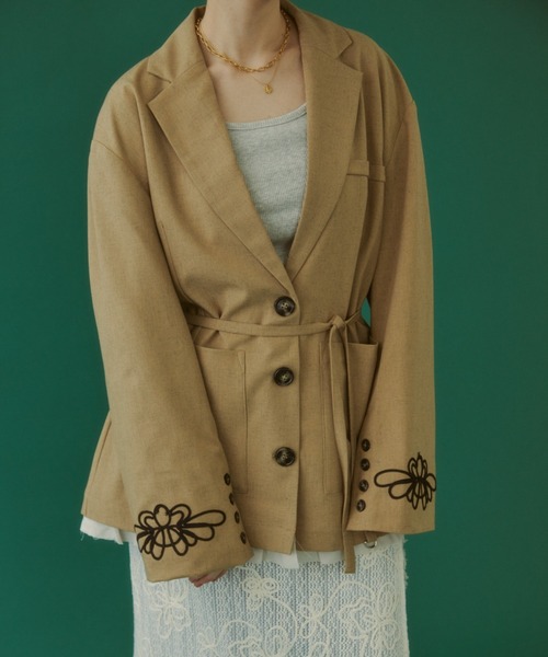 MIRROR STOKE（ミラーストーク）の「【ZOZO限定／追加】EMBROIDERY JACKET/エンブロイダリージャケット（テーラードジャケット・レディース・キャメル/ブラック・MEDIUM）」の15枚目の写真