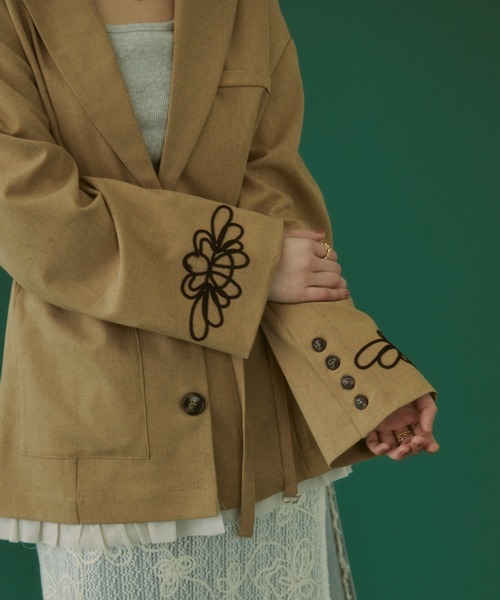 MIRROR STOKE（ミラーストーク）の「【ZOZO限定／追加】EMBROIDERY JACKET/エンブロイダリージャケット（テーラードジャケット・レディース・キャメル/ブラック・MEDIUM）」の17枚目の写真