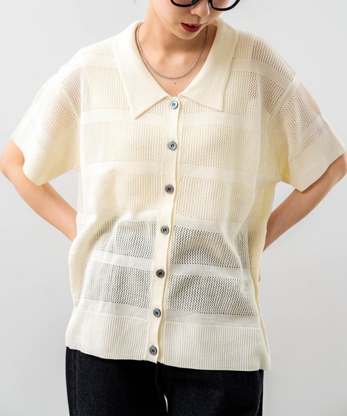 SABUROKU(サブロク)の「【SABUROKU】 旬 の 着こなし が 叶う 半袖 メッシュニット(ニット/セーター・レディース・アイボリー/ブルー/レッド・M)」の11枚目の写真