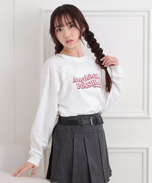PINK-latte(ピンクラテ)の「ロゴ発砲プリントロンT(Tシャツ/カットソー・キッズ・ライトブルー/ブラック/オフホワイト/イエロー・15 /13/14/16)」の11枚目の写真
