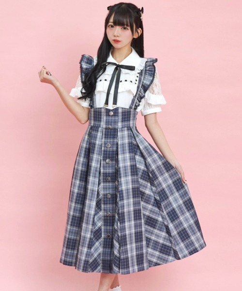 Secret Honey（シークレットハニー）の「マチ付きスカート（スカート・レディース・ブラック/チェック/ブルー・MEDIUM）」の3枚目の写真