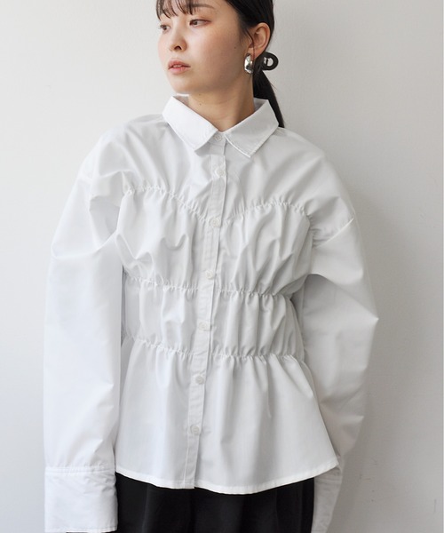 Meli rich(メリーリッチ)の「ブロードシャーリングシャツ(シャツ/ブラウス・レディース・オフホワイト/ブルー/イエロー・FREE)」の18枚目の写真