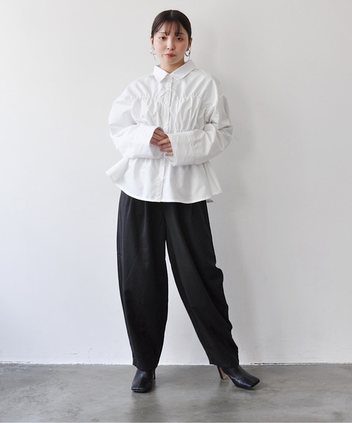 Meli rich(メリーリッチ)の「ブロードシャーリングシャツ(シャツ/ブラウス・レディース・オフホワイト/ブルー/イエロー・FREE)」の19枚目の写真