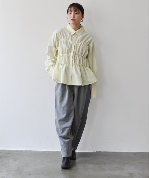 Meli rich(メリーリッチ)の「ブロードシャーリングシャツ(シャツ/ブラウス・レディース・オフホワイト/ブルー/イエロー・FREE)」の8枚目の写真