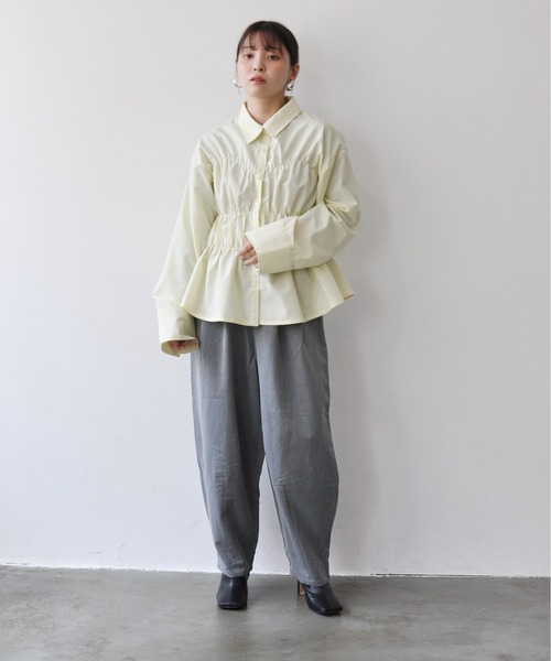 Meli rich(メリーリッチ)の「ブロードシャーリングシャツ(シャツ/ブラウス・レディース・オフホワイト/ブルー/イエロー・FREE)」の9枚目の写真