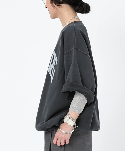 R JUBILEE(アールジュビリー)の「【R JUBILEE/アール ジュビリー】別注 ハーフスリーブスウェット(LYNCHBURG)(スウェット・レディース・ブラック系その他・FREE)」の9枚目の写真