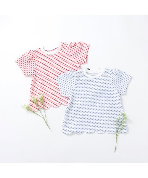 apres les cours（アプレレクール）の「【ジュニア対応】スカラップハートジャガード半袖Tシャツ（Tシャツ/カットソー・キッズ・レッド/サックスブルー・90/140/130/80/120/110/100）」の11枚目の写真