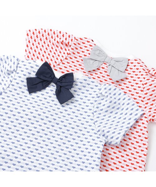 apres les cours（アプレレクール）の「【ジュニア対応】スカラップハートジャガード半袖Tシャツ（Tシャツ/カットソー・キッズ・レッド/サックスブルー・90/140/130/80/120/110/100）」の10枚目の写真