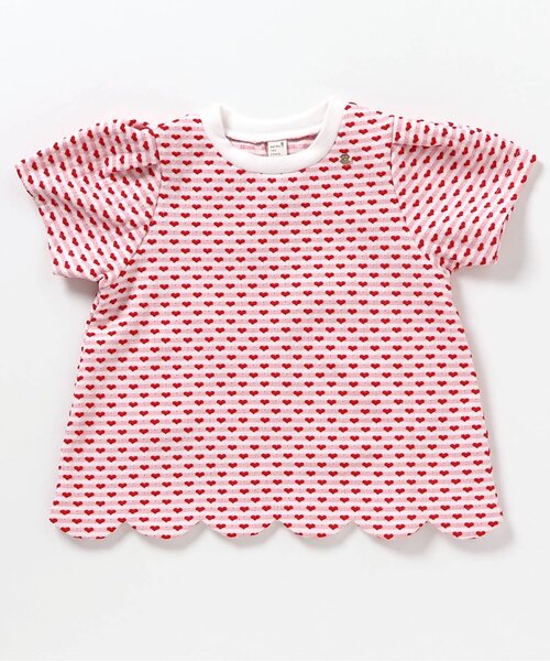 apres les cours（アプレレクール）の「【ジュニア対応】スカラップハートジャガード半袖Tシャツ（Tシャツ/カットソー・キッズ・レッド/サックスブルー・90/140/130/80/120/110/100）」の9枚目の写真