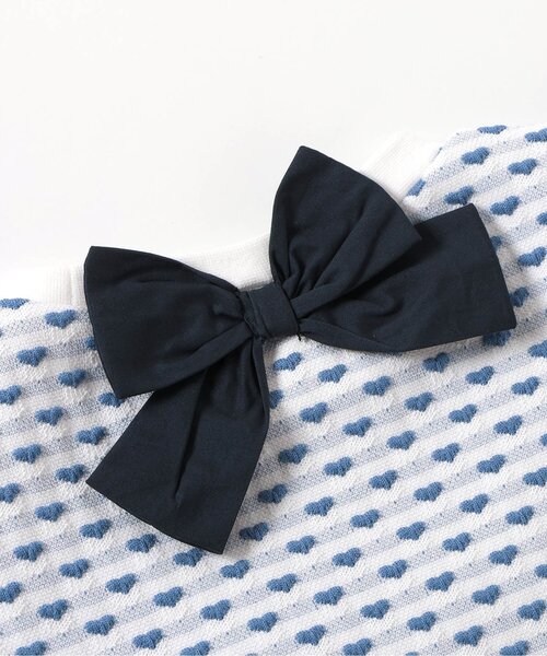 apres les cours（アプレレクール）の「【ジュニア対応】スカラップハートジャガード半袖Tシャツ（Tシャツ/カットソー・キッズ・レッド/サックスブルー・90/140/130/80/120/110/100）」の8枚目の写真