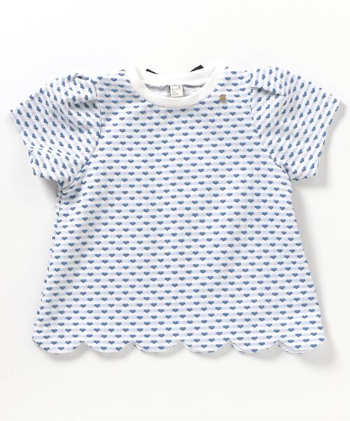 apres les cours（アプレレクール）の「【ジュニア対応】スカラップハートジャガード半袖Tシャツ（Tシャツ/カットソー・キッズ・レッド/サックスブルー・90/140/130/80/120/110/100）」の7枚目の写真