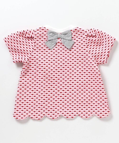 apres les cours（アプレレクール）の「【ジュニア対応】スカラップハートジャガード半袖Tシャツ（Tシャツ/カットソー・キッズ・レッド/サックスブルー・90/140/130/80/120/110/100）」の6枚目の写真