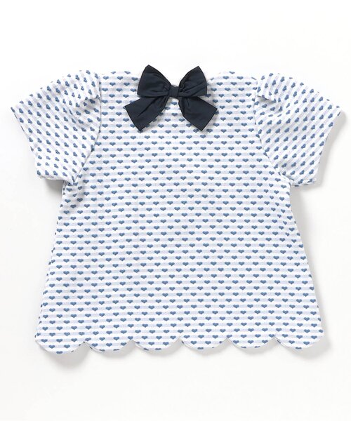 apres les cours（アプレレクール）の「【ジュニア対応】スカラップハートジャガード半袖Tシャツ（Tシャツ/カットソー・キッズ・レッド/サックスブルー・90/140/130/80/120/110/100）」の5枚目の写真