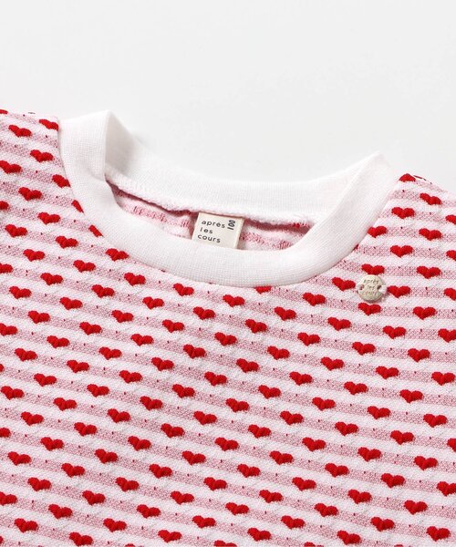 apres les cours（アプレレクール）の「【ジュニア対応】スカラップハートジャガード半袖Tシャツ（Tシャツ/カットソー・キッズ・レッド/サックスブルー・90/140/130/80/120/110/100）」の4枚目の写真