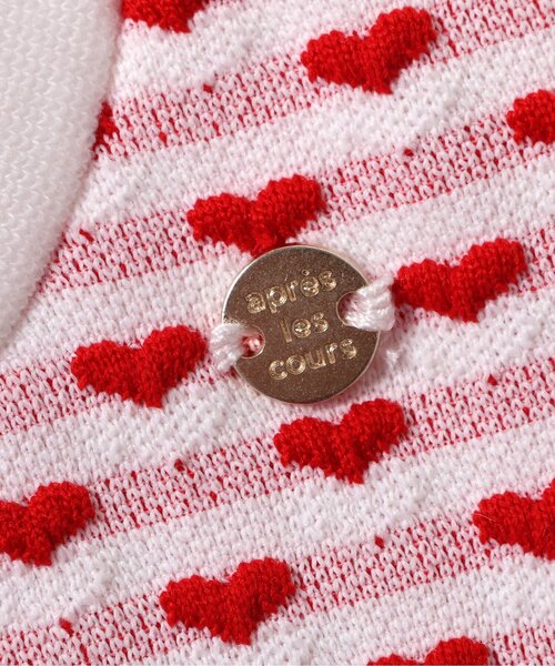 apres les cours（アプレレクール）の「【ジュニア対応】スカラップハートジャガード半袖Tシャツ（Tシャツ/カットソー・キッズ・レッド/サックスブルー・90/140/130/80/120/110/100）」の3枚目の写真