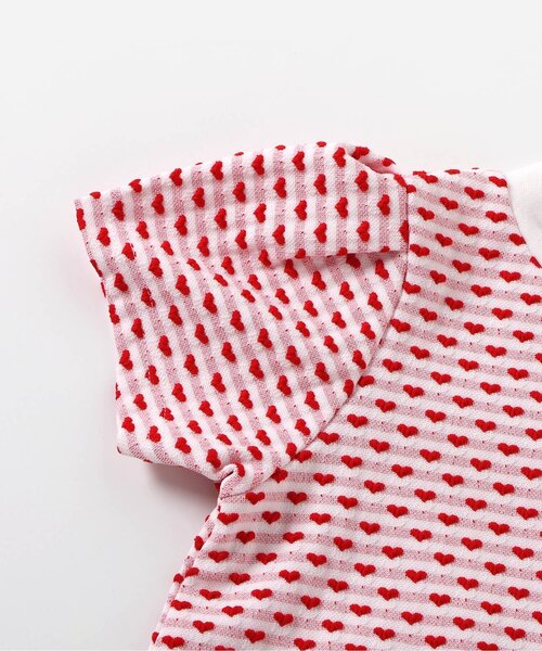 apres les cours（アプレレクール）の「【ジュニア対応】スカラップハートジャガード半袖Tシャツ（Tシャツ/カットソー・キッズ・レッド/サックスブルー・90/140/130/80/120/110/100）」の13枚目の写真