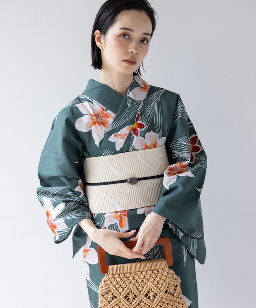 ゆかた館グレース（ユカタカングレース）の「こだわり浴衣５点セット（浴衣・レディース・ライトグレー/ベージュ系2/グリーン系2/ブルー系3/エンジ/ネイビー系3/グリーン系1/オレンジ系/イエロー系/ネイビー系1/ネイビー系2/ブラウン系/ベージュ系1/ブルー系1・MEDIUM/SMALL）」の6枚目の写真