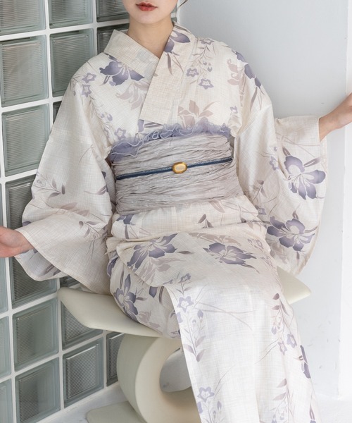 ゆかた館グレース（ユカタカングレース）の「こだわり浴衣５点セット（浴衣・レディース・ライトグレー/ベージュ系2/グリーン系2/ブルー系3/エンジ/ネイビー系3/グリーン系1/オレンジ系/イエロー系/ネイビー系1/ネイビー系2/ブラウン系/ベージュ系1/ブルー系1・MEDIUM/SMALL）」の20枚目の写真