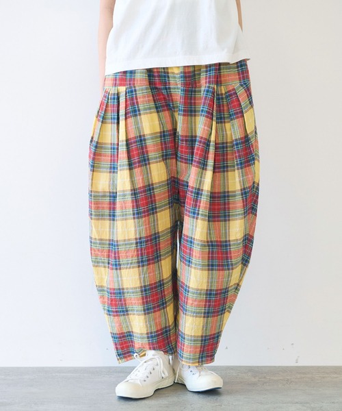 極美品！ビュルデサボン gingham balloon バルーンパンツ フリー 極美品！ビュルデサボン ギンガムチェック バルーンパンツ