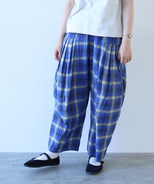 極美品！ビュルデサボン gingham balloon バルーンパンツ フリー bulle de savon（ビュルデサボン）の「gingham balloonパンツ