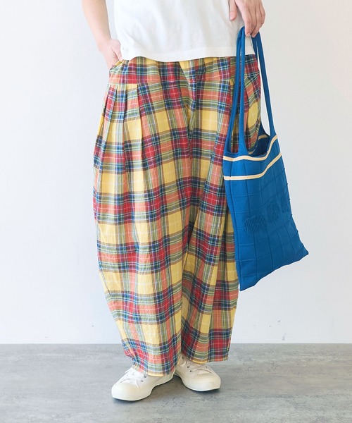 極美品！ビュルデサボン gingham balloon バルーンパンツ フリー 極美品！ビュルデサボン ギンガムチェック バルーンパンツ