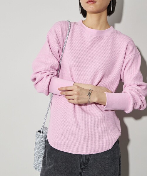 CITEN(シテン)の「<CITEN>エッセンシャルワッフルロンT(Tシャツ/カットソー・レディース・ダークグレー/ライトグレー/ピンク/オフホワイト・FREE)」の1枚目の写真