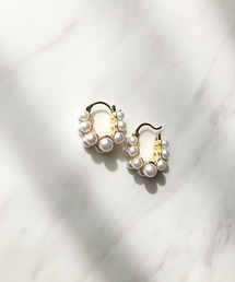 ダブルパールモチーフサークルフープピアス