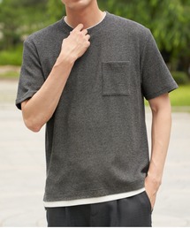 【雑誌MonoMax5月号掲載】メランジワッフルポケ付きフェイクTシャツ