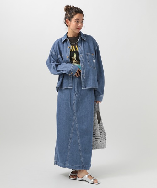 Lee（リー）の「【Lee(リー)】別注デニムショートシャツ（シャツ/ブラウス・レディース・インディゴブルー/サックスブルー・FREE）」の7枚目の写真