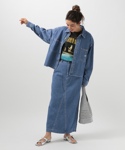 Lee（リー）の「【Lee(リー)】別注デニムショートシャツ（シャツ/ブラウス・レディース・インディゴブルー/サックスブルー・FREE）」の10枚目の写真