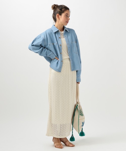 Lee（リー）の「【Lee(リー)】別注デニムショートシャツ（シャツ/ブラウス・レディース・インディゴブルー/サックスブルー・FREE）」の4枚目の写真