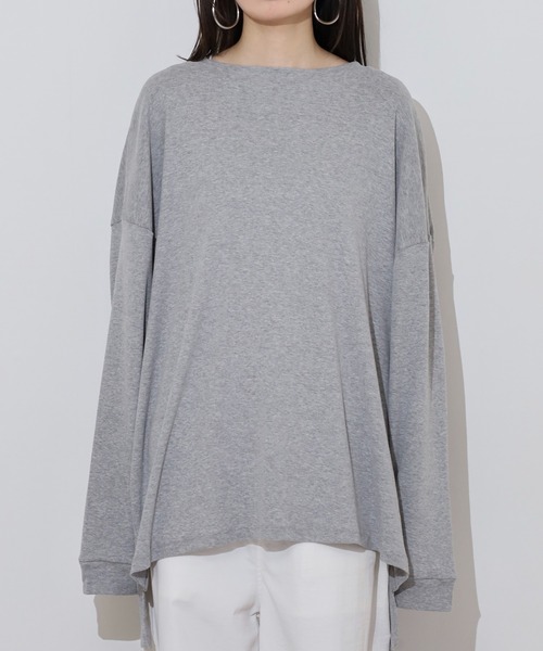 atONE（アットワン）の「やわらかヘビーコットンクルーネックロングＴシャツ（Tシャツ/カットソー・レディース・グレイッシュベージュ/ブラック/オフホワイト/杢グレー/チャコールグレー・M-L/LL～3L/4L～5L）」の18枚目の写真
