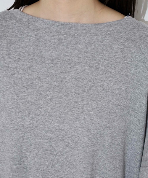atONE（アットワン）の「やわらかヘビーコットンクルーネックロングＴシャツ（Tシャツ/カットソー・レディース・グレイッシュベージュ/ブラック/オフホワイト/杢グレー/チャコールグレー・M-L/LL～3L/4L～5L）」の21枚目の写真