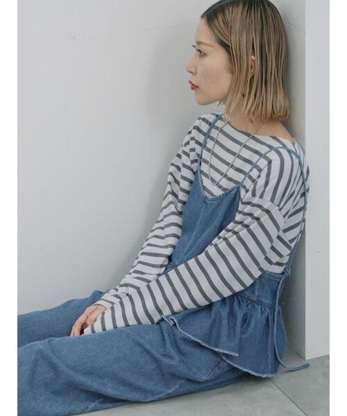 Samansa Mos2 blue（サマンサモスモスブルー）の「ボーダーロンT（Tシャツ/カットソー・レディース・シルバーグレー/ピンク/グリーン/ブルー/オフホワイト・F）」の3枚目の写真