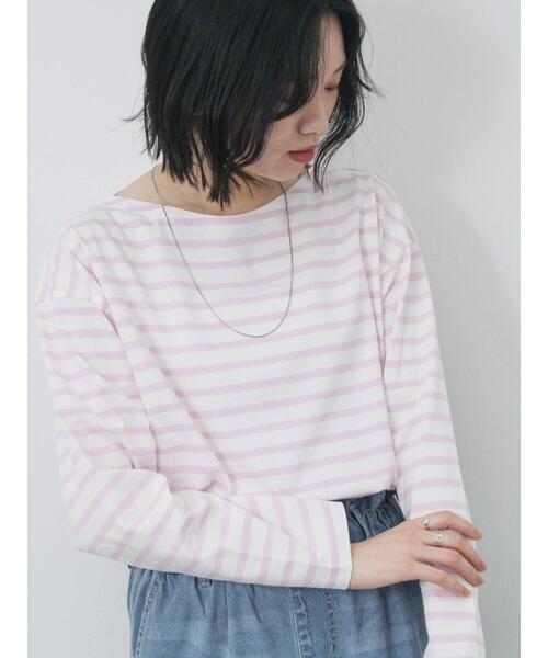 Samansa Mos2 blue（サマンサモスモスブルー）の「ボーダーロンT（Tシャツ/カットソー・レディース・シルバーグレー/ピンク/グリーン/ブルー/オフホワイト・F）」の15枚目の写真