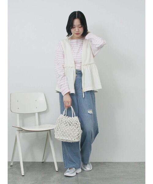 Samansa Mos2 blue（サマンサモスモスブルー）の「ボーダーロンT（Tシャツ/カットソー・レディース・シルバーグレー/ピンク/グリーン/ブルー/オフホワイト・F）」の17枚目の写真