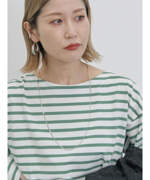 Samansa Mos2 blue（サマンサモスモスブルー）の「ボーダーロンT（Tシャツ/カットソー・レディース・シルバーグレー/ピンク/グリーン/ブルー/オフホワイト・F）」の21枚目の写真