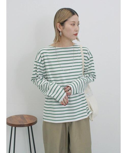 Samansa Mos2 blue（サマンサモスモスブルー）の「ボーダーロンT（Tシャツ/カットソー・レディース・シルバーグレー/ピンク/グリーン/ブルー/オフホワイト・F）」の22枚目の写真