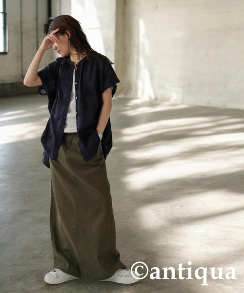 antiqua(アンティカ)の「ドット 刺繍 インド綿 シャツ(シャツ/ブラウス・レディース・ブラック/ホワイト・ONESIZE)」の11枚目の写真