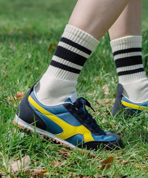 decka Quality socks(デカクオリティソックス)の「decka 80's Skater Socks デカ スケーターソックス ショート リブ ラインソックス メンズ レディース(ソックス/靴下・レディース・ブラック/オリーブ/レッド/ネイビー/Navy/Olive/Red・M/L)」の1枚目の写真