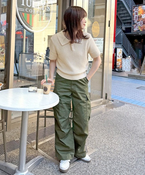 ABYS（アビス）の「【新色追加】半袖ニットポロシャツ（ニット/セーター・レディース・アイボリー/イエロー/ピンク/ネイビー/ブラウン・LARGE/MEDIUM）」の13枚目の写真