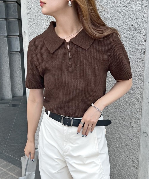 80s-90s FENDI サマーニットポロシャツ FENDI（フェンディ） 半袖ポロシャツニット セーター フローラル