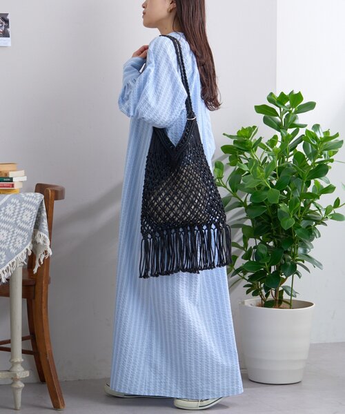 CIAOPANIC TYPY（チャオパニックティピー）の「【GOOD HOLIDAY】カラビナ付きマクラメフリンジBAG（トートバッグ・レディース・オフホワイト/レッド/ブラック/ベージュ・ONE SIZE）」の15枚目の写真