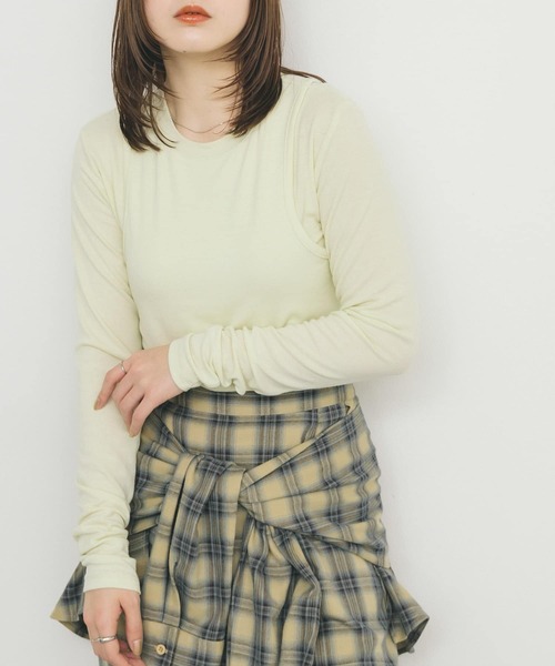 KBF（ケイビーエフ）の「レイヤードライクロンTEE（Tシャツ/カットソー・レディース・ライトブルー/オフホワイト/グリーン系その他・ONE）」の11枚目の写真