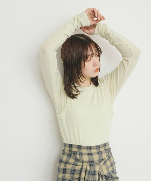 KBF（ケイビーエフ）の「レイヤードライクロンTEE（Tシャツ/カットソー・レディース・ライトブルー/オフホワイト/グリーン系その他・ONE）」の13枚目の写真