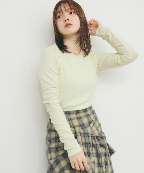 KBF（ケイビーエフ）の「レイヤードライクロンTEE（Tシャツ/カットソー・レディース・ライトブルー/オフホワイト/グリーン系その他・ONE）」の14枚目の写真