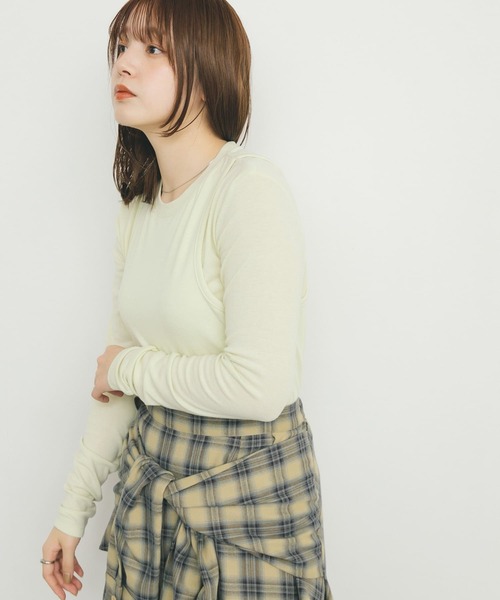 KBF（ケイビーエフ）の「レイヤードライクロンTEE（Tシャツ/カットソー・レディース・ライトブルー/オフホワイト/グリーン系その他・ONE）」の15枚目の写真