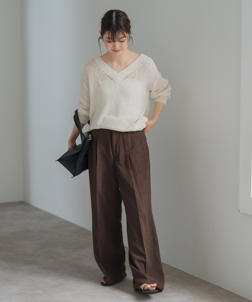 Spick and Span ハイブリッドラミー1タックパンツ ブラウン 34 Spick & Span（スピックアンドスパン）の「ハイブリッドラミー1